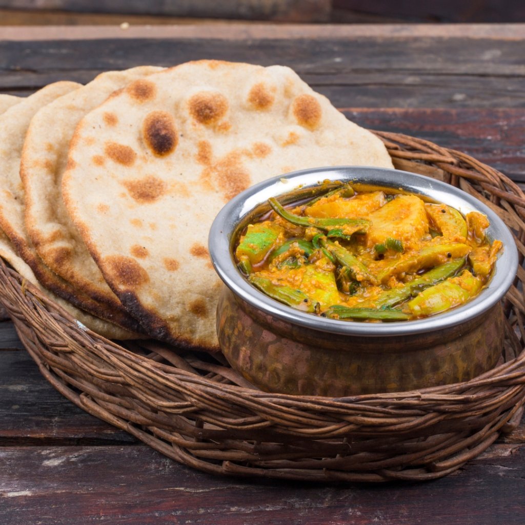 Fresh Tandoori Roti and Vegetable Handi Curry at Panchalee Restaurant Pune